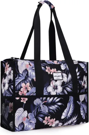 Utility Tote Bag with Laptop Compartment Luggage Sleeve Zippered Multi-pocket Commute Shoulder Purse for Nursing/Work