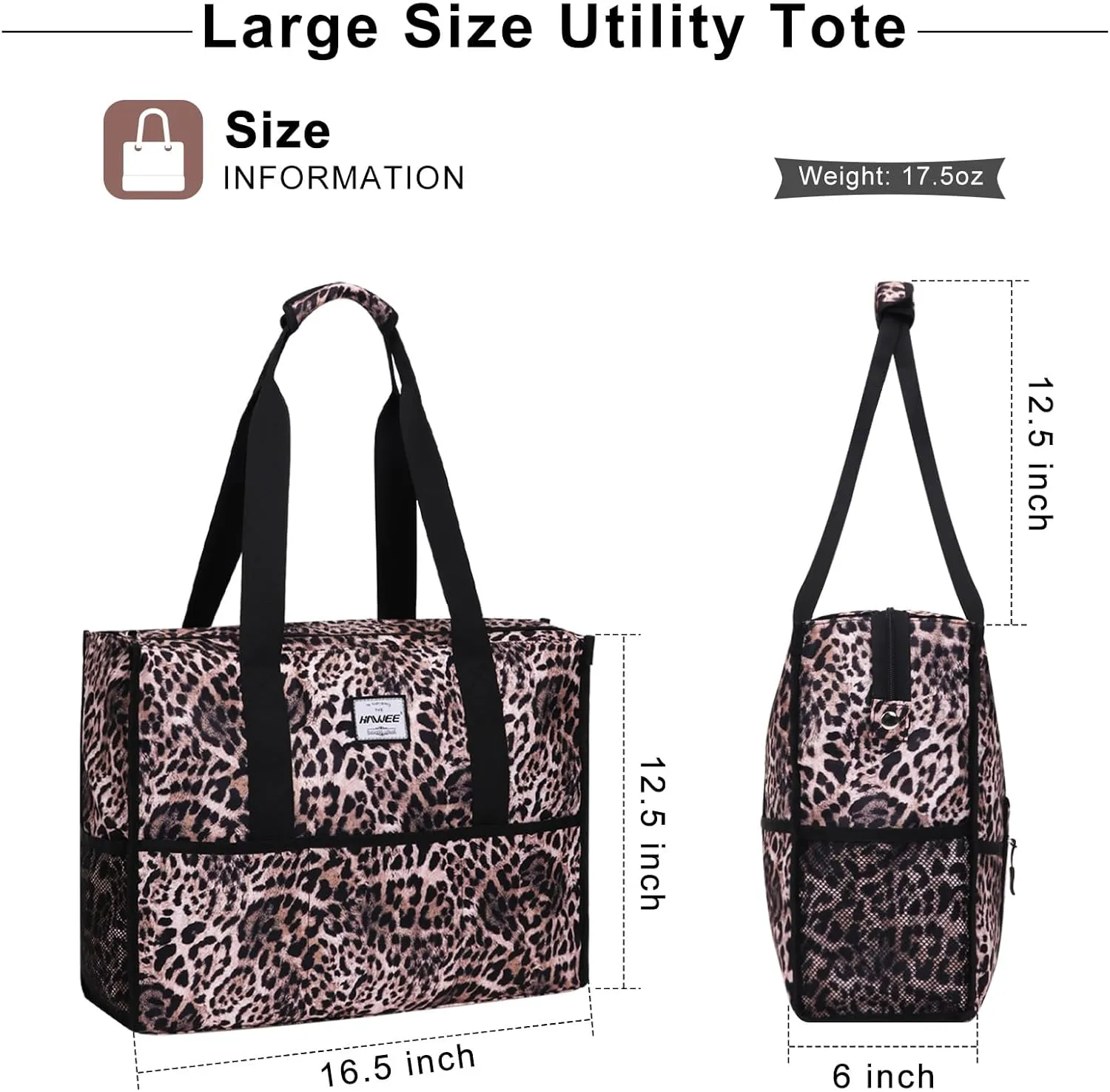 Utility Tote Bag with Laptop Compartment Luggage Sleeve Zippered Multi-pocket Commute Shoulder Purse for Nursing/Work