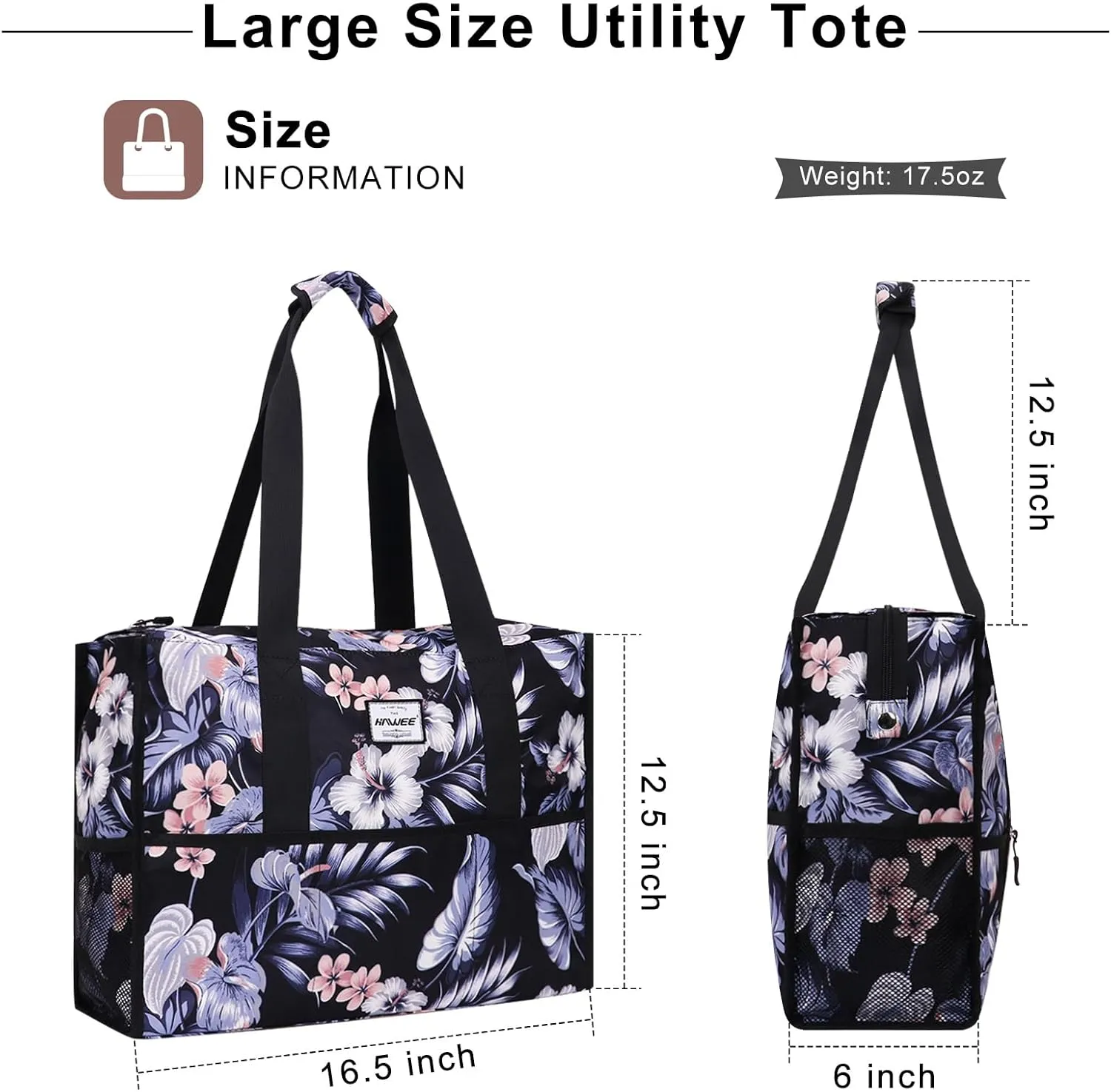 Utility Tote Bag with Laptop Compartment Luggage Sleeve Zippered Multi-pocket Commute Shoulder Purse for Nursing/Work