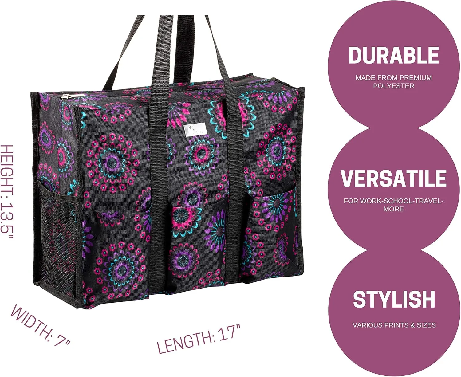 Utility Tote with Pockets & Compartments - Perfect Nurse, Teacher & Work Bag