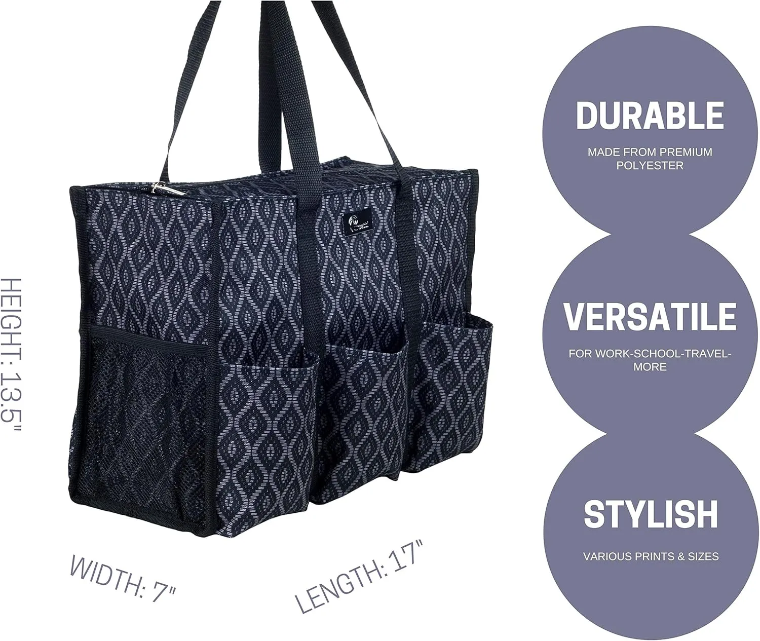 Utility Tote with Pockets & Compartments - Perfect Nurse, Teacher & Work Bag