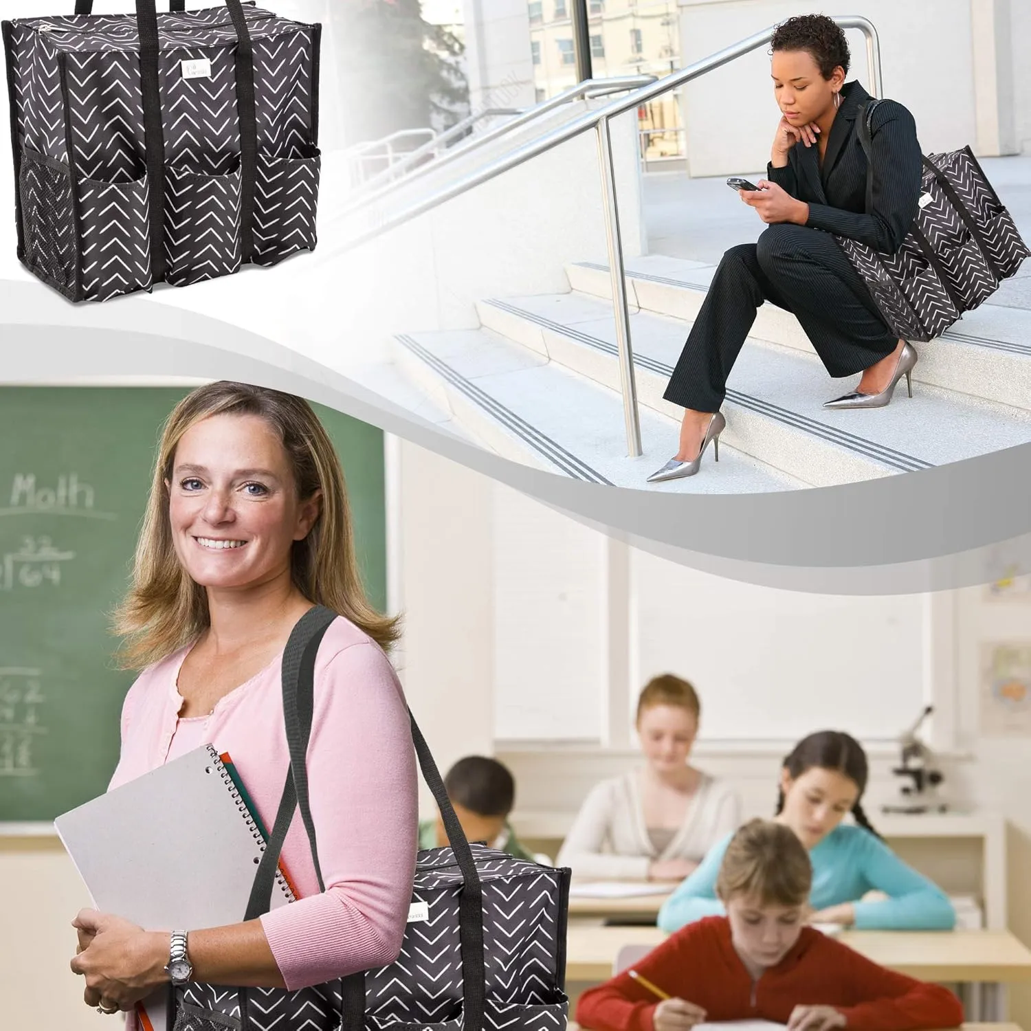Utility Tote with Pockets & Compartments - Perfect Nurse, Teacher & Work Bag