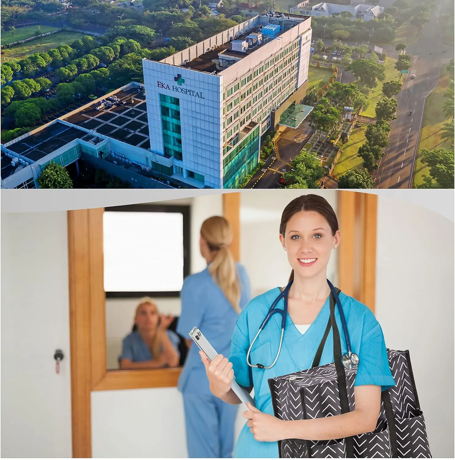 Utility Tote with Pockets & Compartments - Perfect Nurse, Teacher & Work Bag
