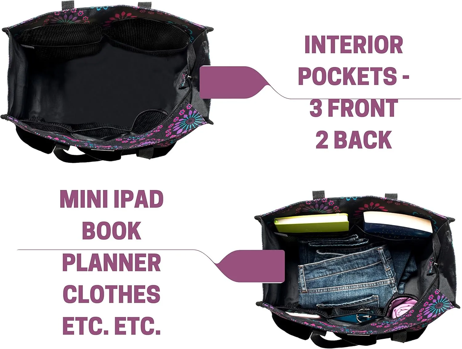 Utility Tote with Pockets & Compartments - Perfect Nurse, Teacher & Work Bag