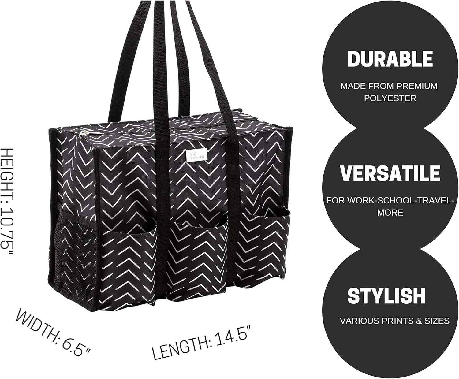 Utility Tote with Pockets & Compartments - Perfect Nurse, Teacher & Work Bag