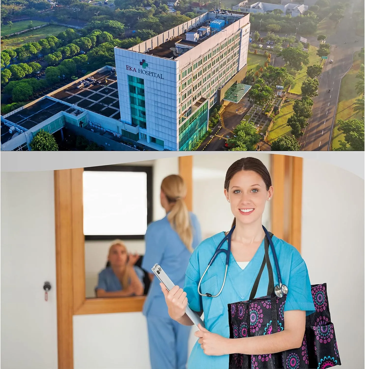 Utility Tote with Pockets & Compartments - Perfect Nurse, Teacher & Work Bag