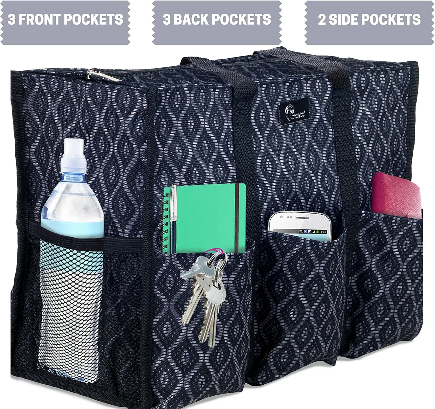 Utility Tote with Pockets & Compartments - Perfect Nurse, Teacher & Work Bag
