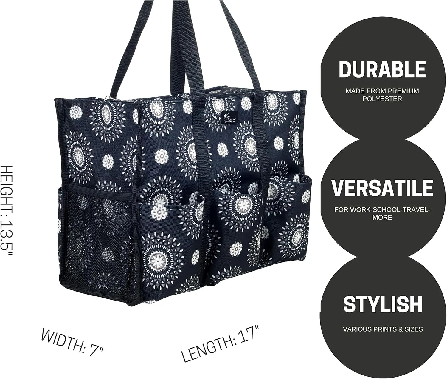 Utility Tote with Pockets & Compartments-Perfect Nurse Tote Bag, Teacher Bag, Work Bags for Women & Craft Tote