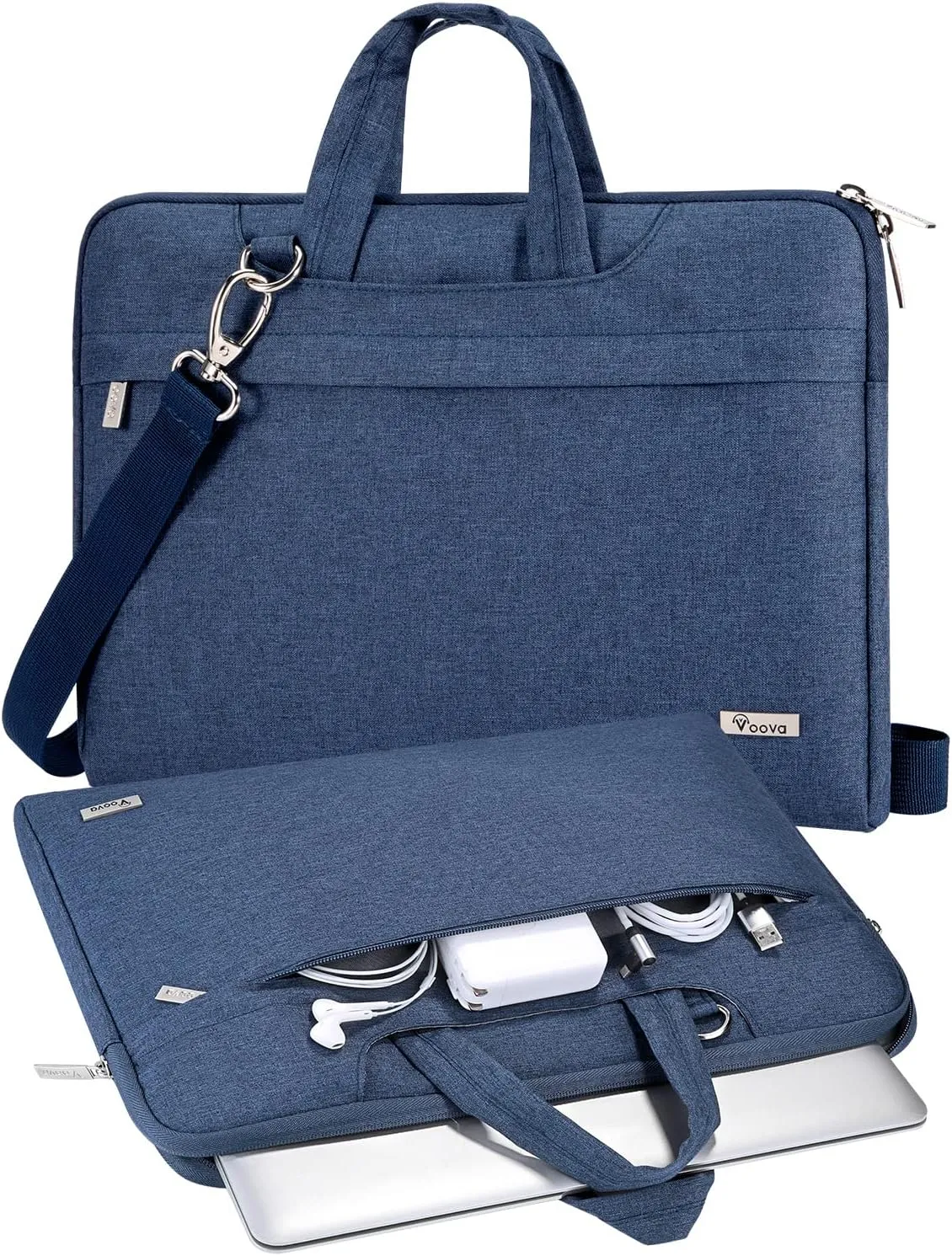 V Voova Laptop Bag 13-14 inch with Shoulder Strap & Handle, Waterproof Laptop Case Sleeve Compatible with 13-14” MacBook Air/MacBook Pro, Slim Briefcase Computer Cover for Men Women, Blue