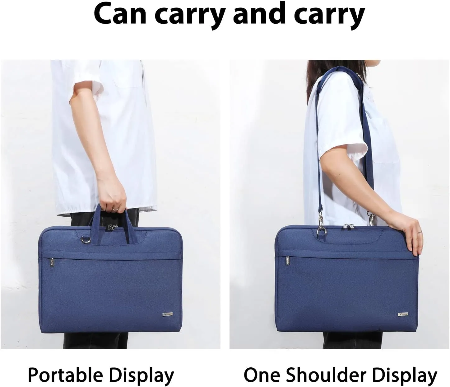 V Voova Laptop Bag 15.6 inch with Shoulder Strap & Handle, Waterproof Laptop Case Sleeve Compatible with 15-16”MacBook Air/Pro, HP Acer Asus Dell Lenovo, Slim Computer Bag for Men Women, Blue