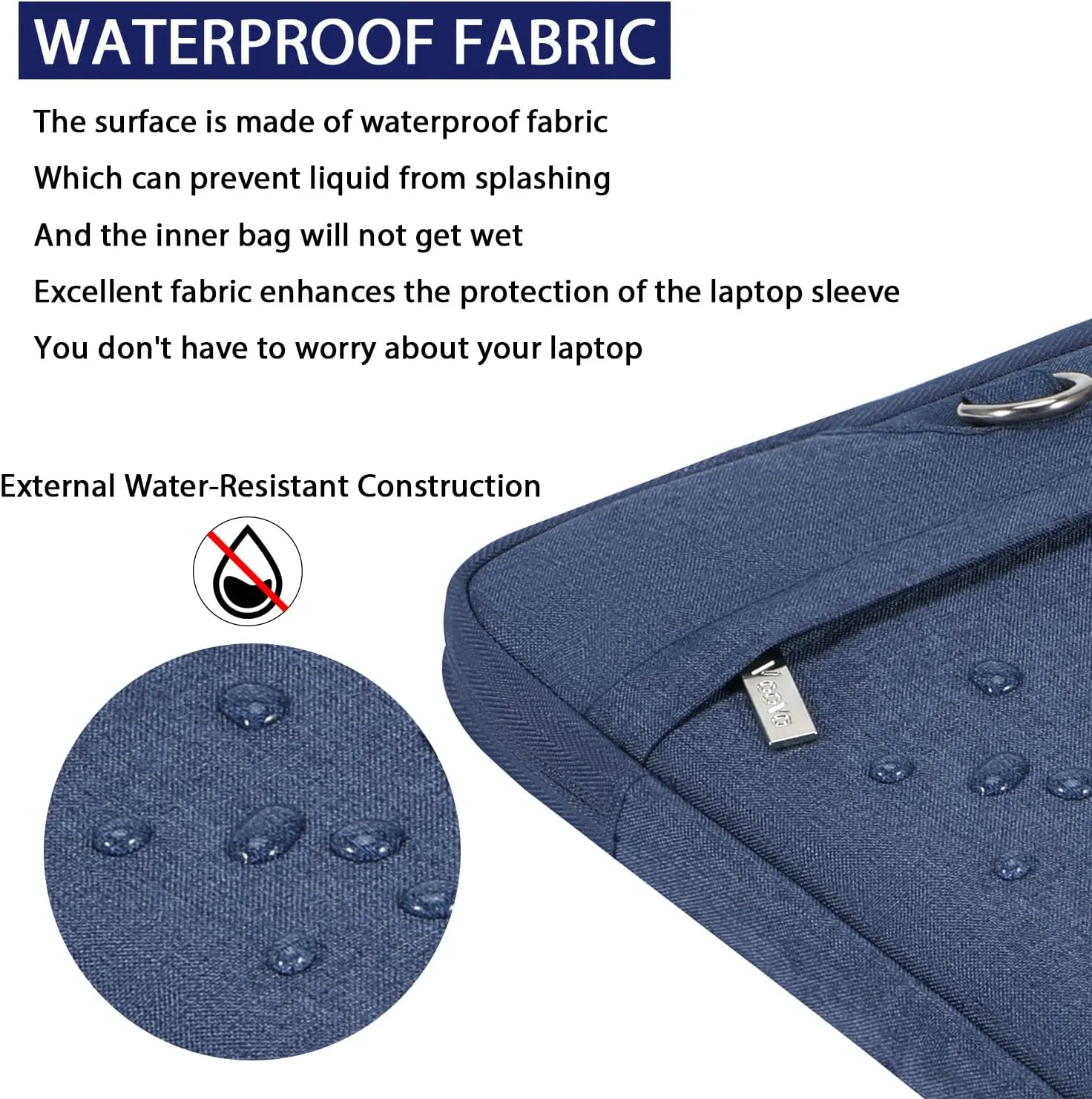 V Voova Laptop Bag 15.6 inch with Shoulder Strap & Handle, Waterproof Laptop Case Sleeve Compatible with 15-16”MacBook Air/Pro, HP Acer Asus Dell Lenovo, Slim Computer Bag for Men Women, Blue