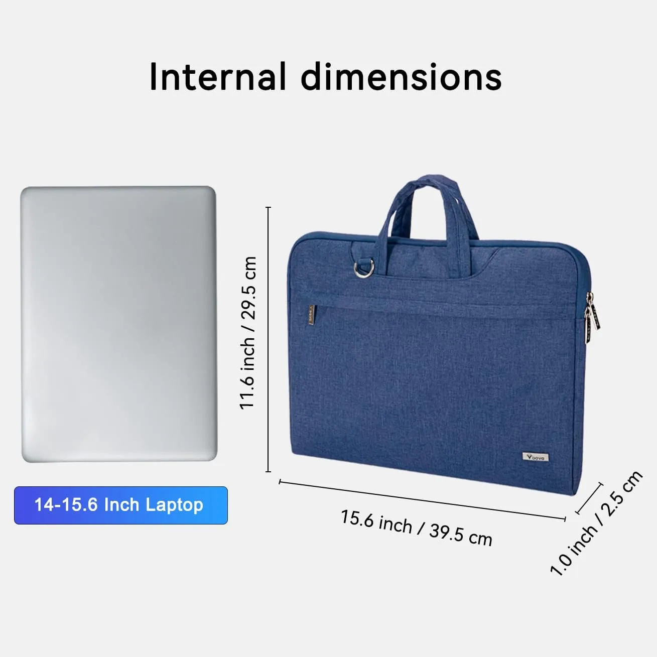 V Voova Laptop Bag 15.6 inch with Shoulder Strap & Handle, Waterproof Laptop Case Sleeve Compatible with 15-16”MacBook Air/Pro, HP Acer Asus Dell Lenovo, Slim Computer Bag for Men Women, Blue