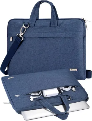 V Voova Laptop Bag 15.6 inch with Shoulder Strap & Handle, Waterproof Laptop Case Sleeve Compatible with 15-16”MacBook Air/Pro, HP Acer Asus Dell Lenovo, Slim Computer Bag for Men Women, Blue