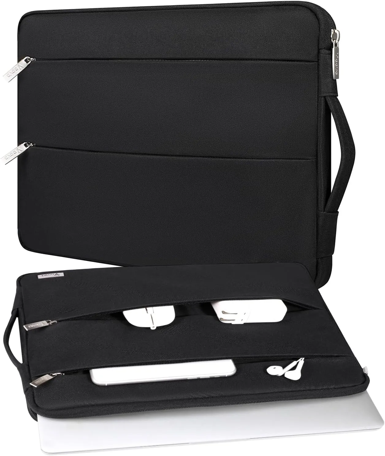 V Voova Laptop Sleeve 14 15 Inch Carrying Case Compatible with MacBook Pro 14,MacBook Air 15,15 Surface Laptop,14"-15" HP Dell Asus Acer Laptop,Chromebook 14,Slim Computer Cover Bag,Black