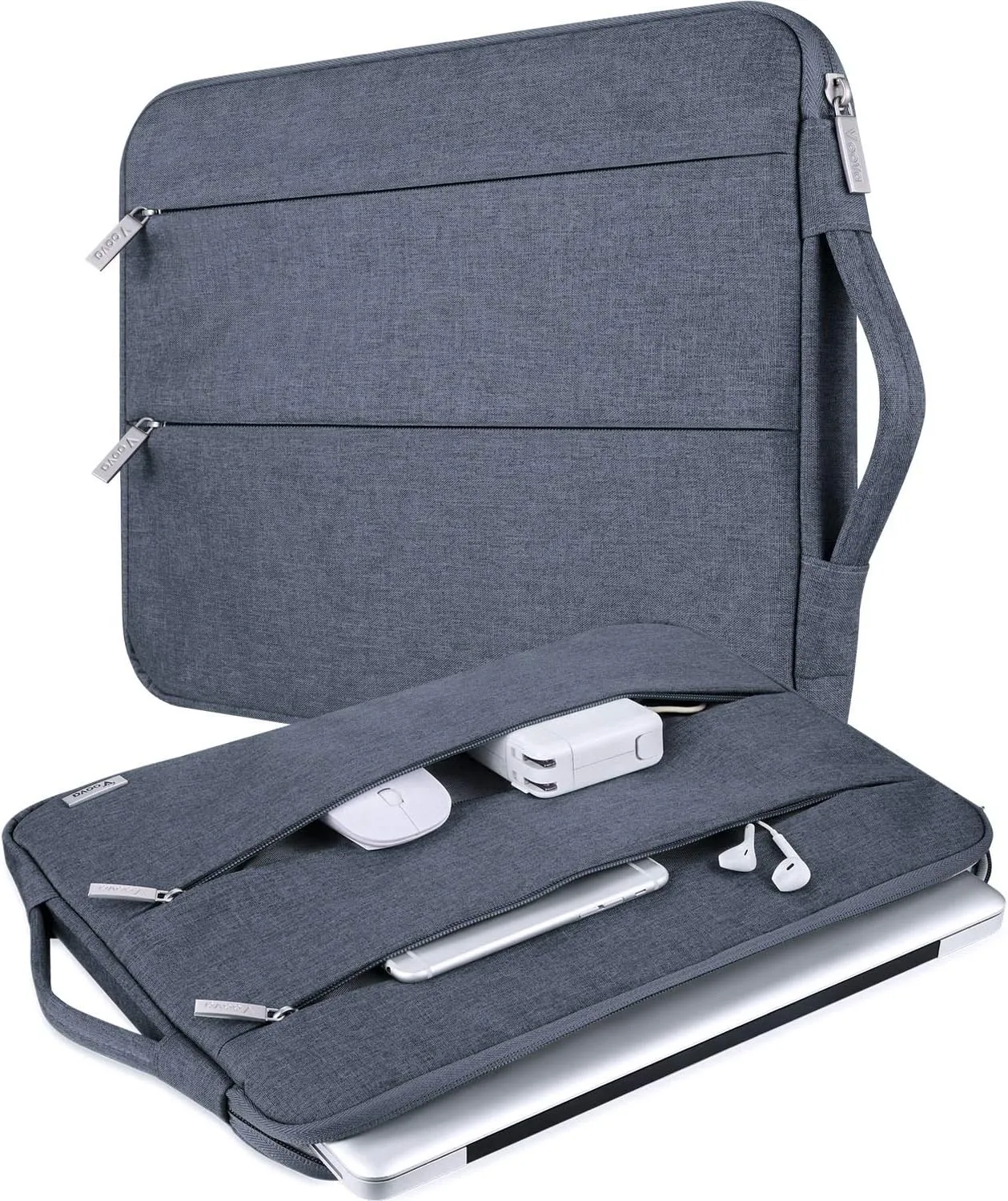 V Voova Laptop Sleeve Carrying Case 13 13.6 Inch for MacBook Air 13 M3/M2/M1, MacBook Pro 13, IPad Pro 12.9, Waterproof Slim Computer Cover Bag with Handle, Dark Grey