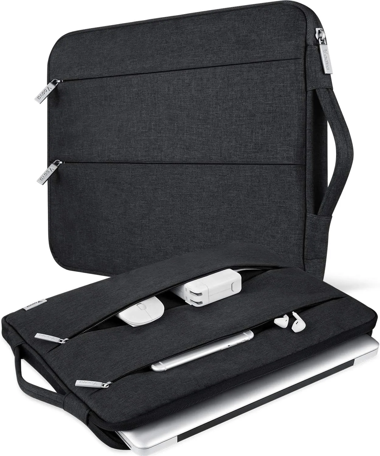 V Voova Laptop Sleeve Carrying Case 15 15.6 Inch,Slim Computer Cover Bag with Handle Compatible with MacBook Pro 15/16,15" Surface Laptop 3/4/5,15-16 Inch HP Dell Asus Acer Laptop,Black