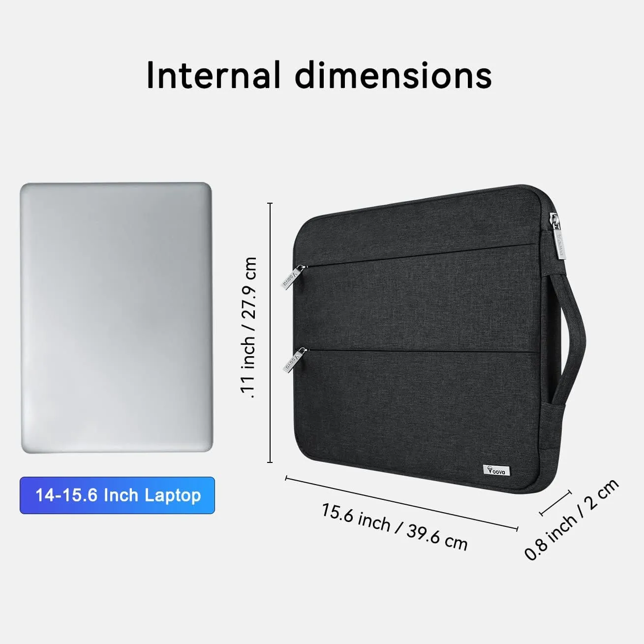 V Voova Laptop Sleeve Carrying Case 15 15.6 Inch,Slim Computer Cover Bag with Handle Compatible with MacBook Pro 15/16,15" Surface Laptop 3/4/5,15-16 Inch HP Dell Asus Acer Laptop,Black