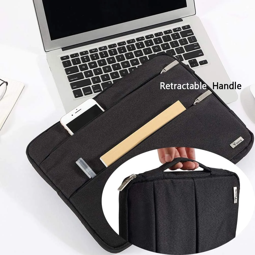 V Voova Laptop Sleeve Carrying Case 15 15.6 Inch,Slim Computer Cover Bag with Handle Compatible with MacBook Pro 15/16,15" Surface Laptop 3/4/5,15-16 Inch HP Dell Asus Acer Laptop,Black