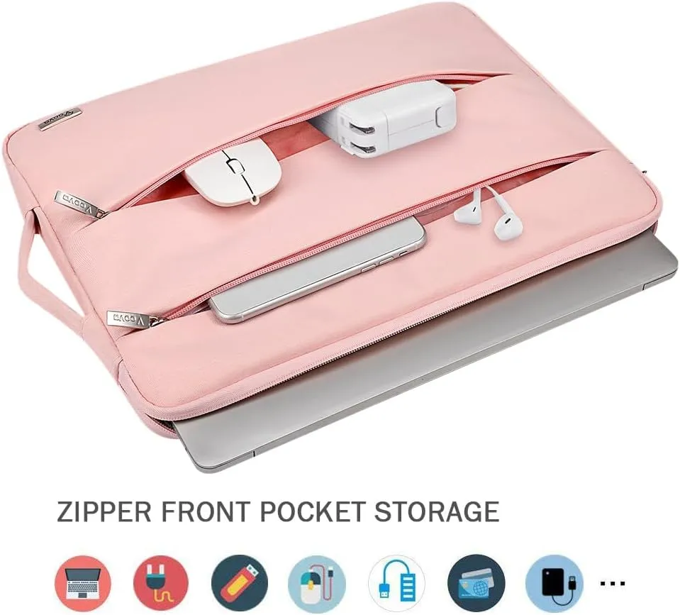 V Voova Laptop Sleeve Carrying Case 15.6 16 Inch for Women,Slim Computer Cover Bag Compatible with MacBook Pro 15/16, Dell xps 15,15-16 Inch HP Dell Asus Acer Laptop, Pink