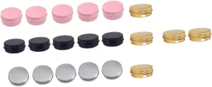 Vaguelly 20Pcs Aluminum Cosmetic Cream Cans with Solid Lid Round Storage Tins for Travel DIY Projects and Organizing Items Containers