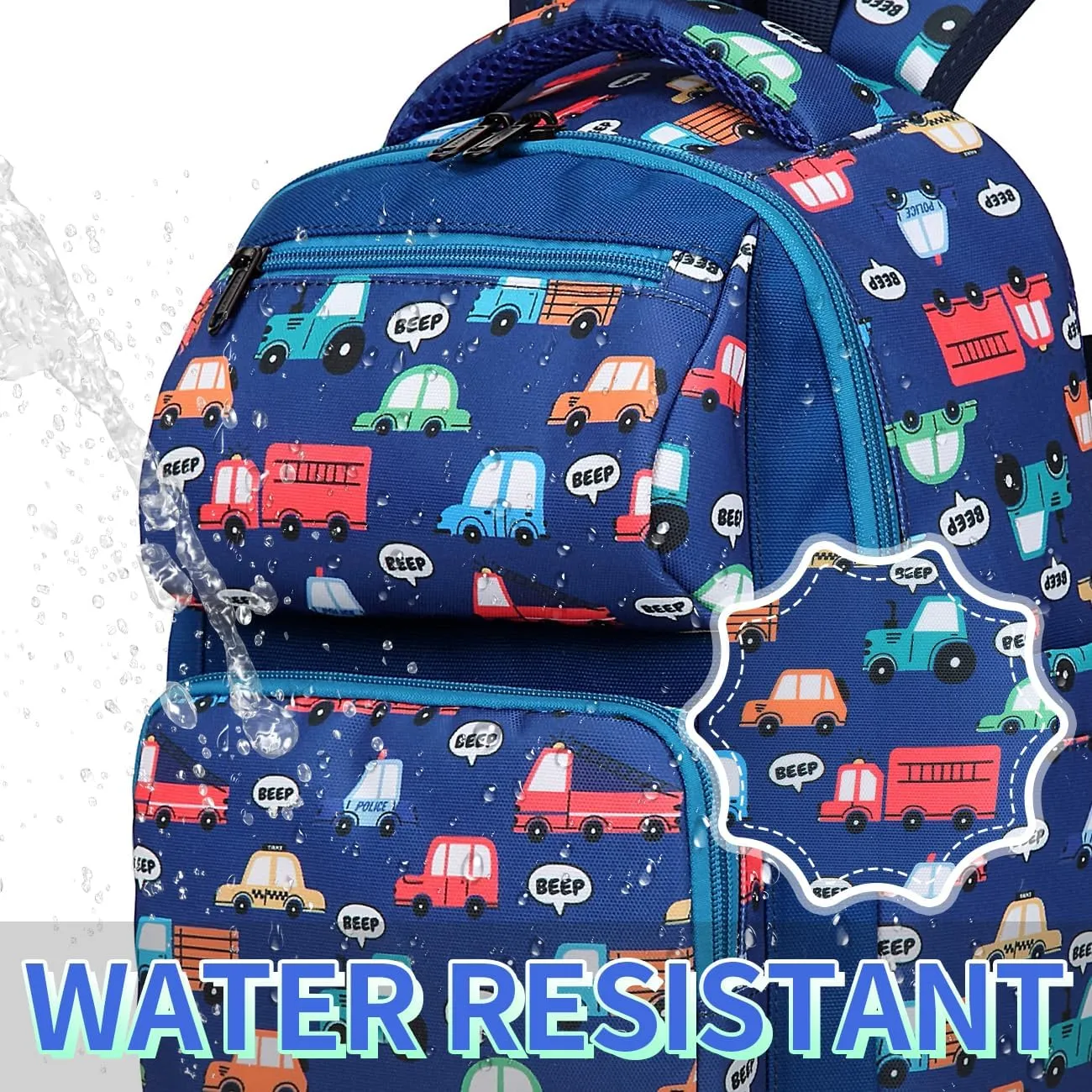 VASCHY Toddler Backpack for Boys, Kids Cute Kindergarten Daycare Children 7L Small Backpack Bookbag for School Travel Bluey Vehicles