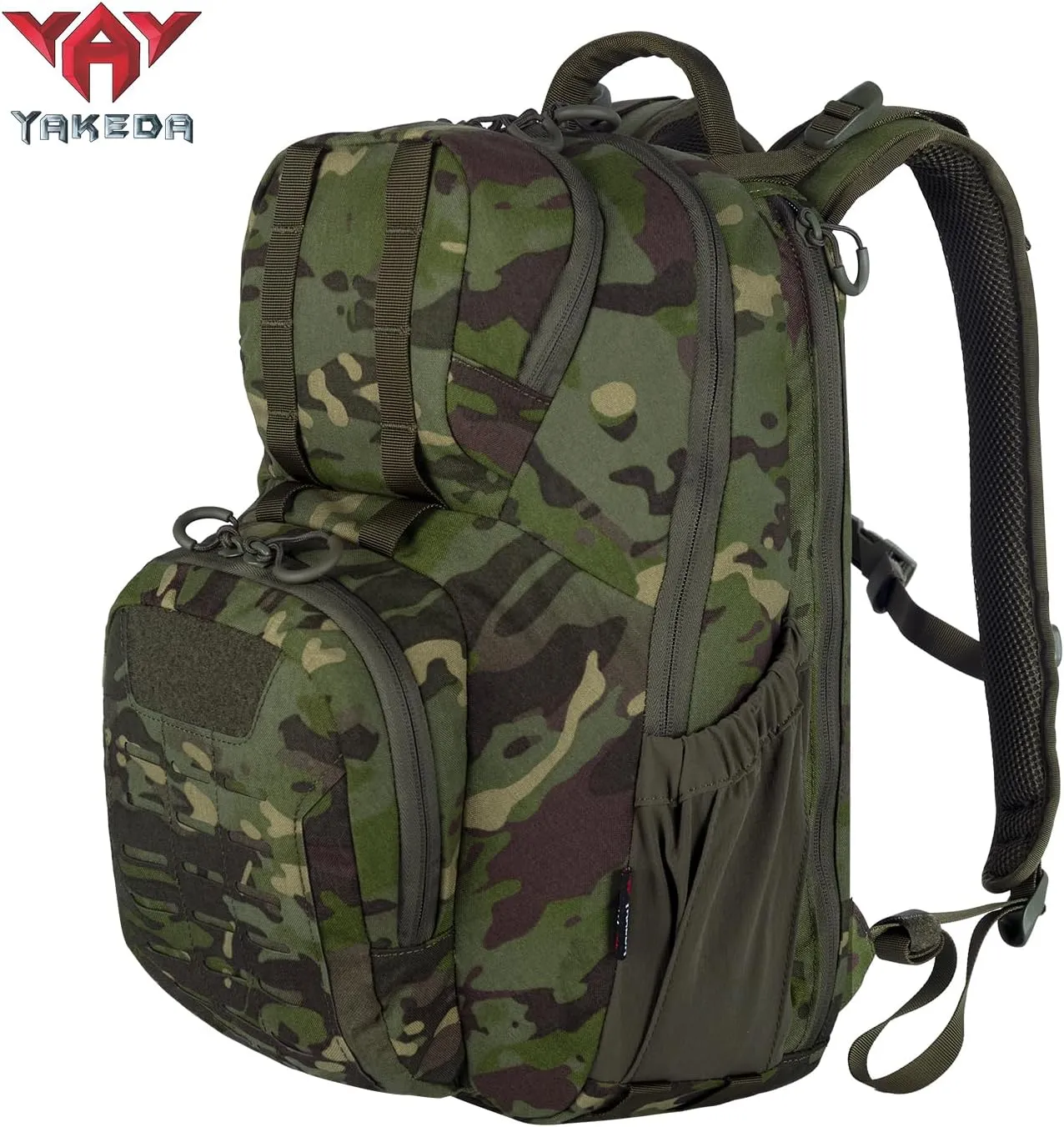 vAv YAKEDA Tactical Military Backpack for Men 45L Large 3 Day Bug out Bag for Hiking,hunting,running (Green Ruins)