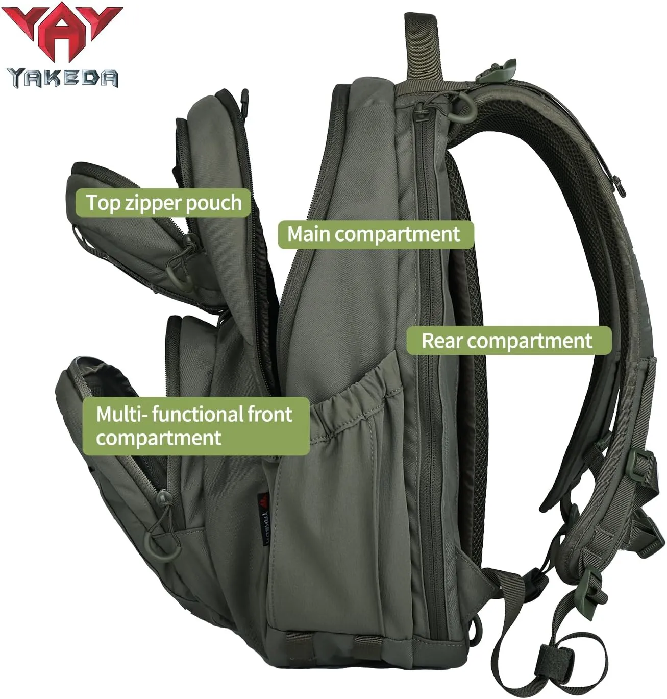 vAv YAKEDA Tactical Military Backpack for Men 45L Large 3 Day Bug out Bag for Hiking,hunting,running (Green Ruins)