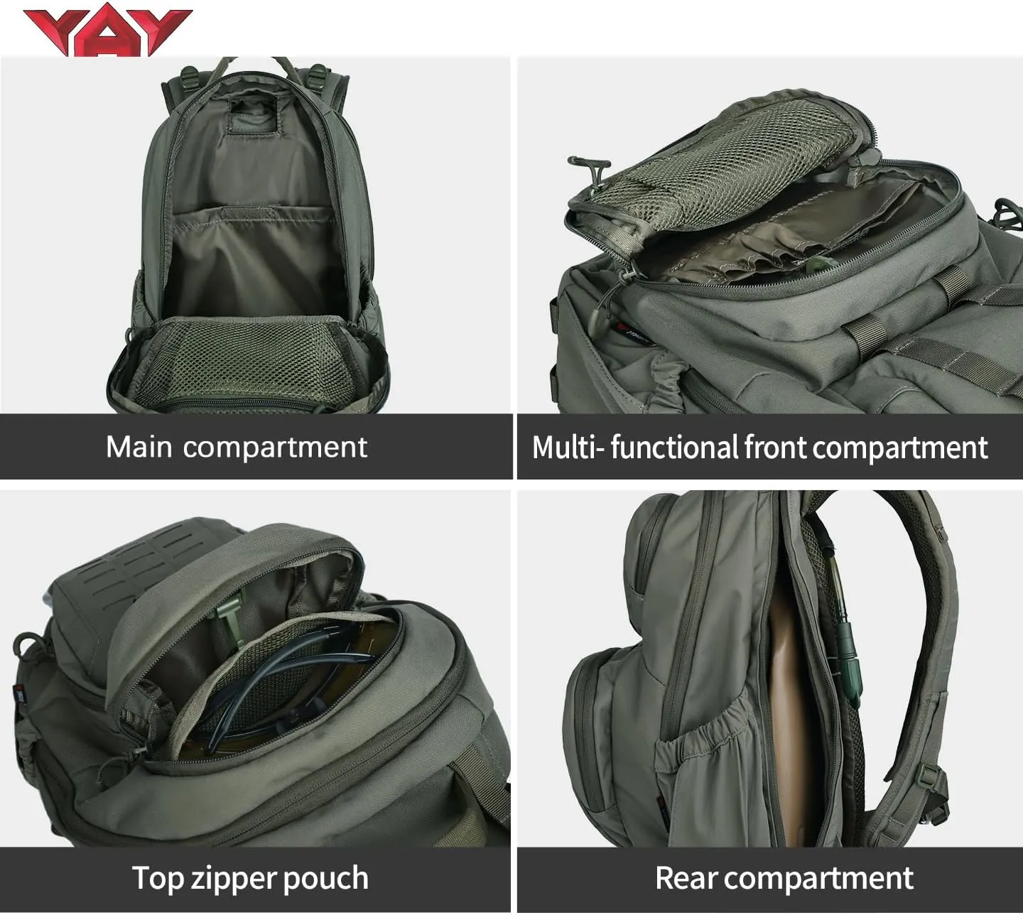 vAv YAKEDA Tactical Military Backpack for Men 45L Large 3 Day Bug out Bag for Hiking,hunting,running (Green Ruins)