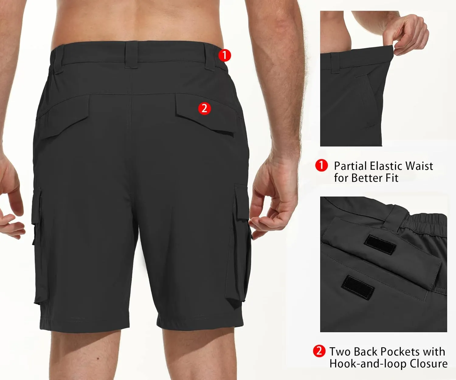 VAYAGER Men's Stretch Cargo Shorts Quick Dry Lightweight Shorts for Hiking Golf Travel Outdoor Casual