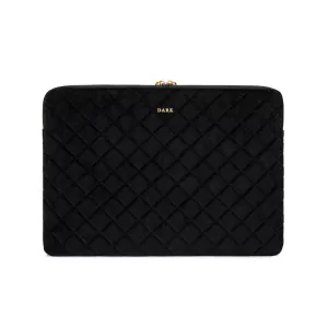 VELVET QUILTED MAC COVER BLACK