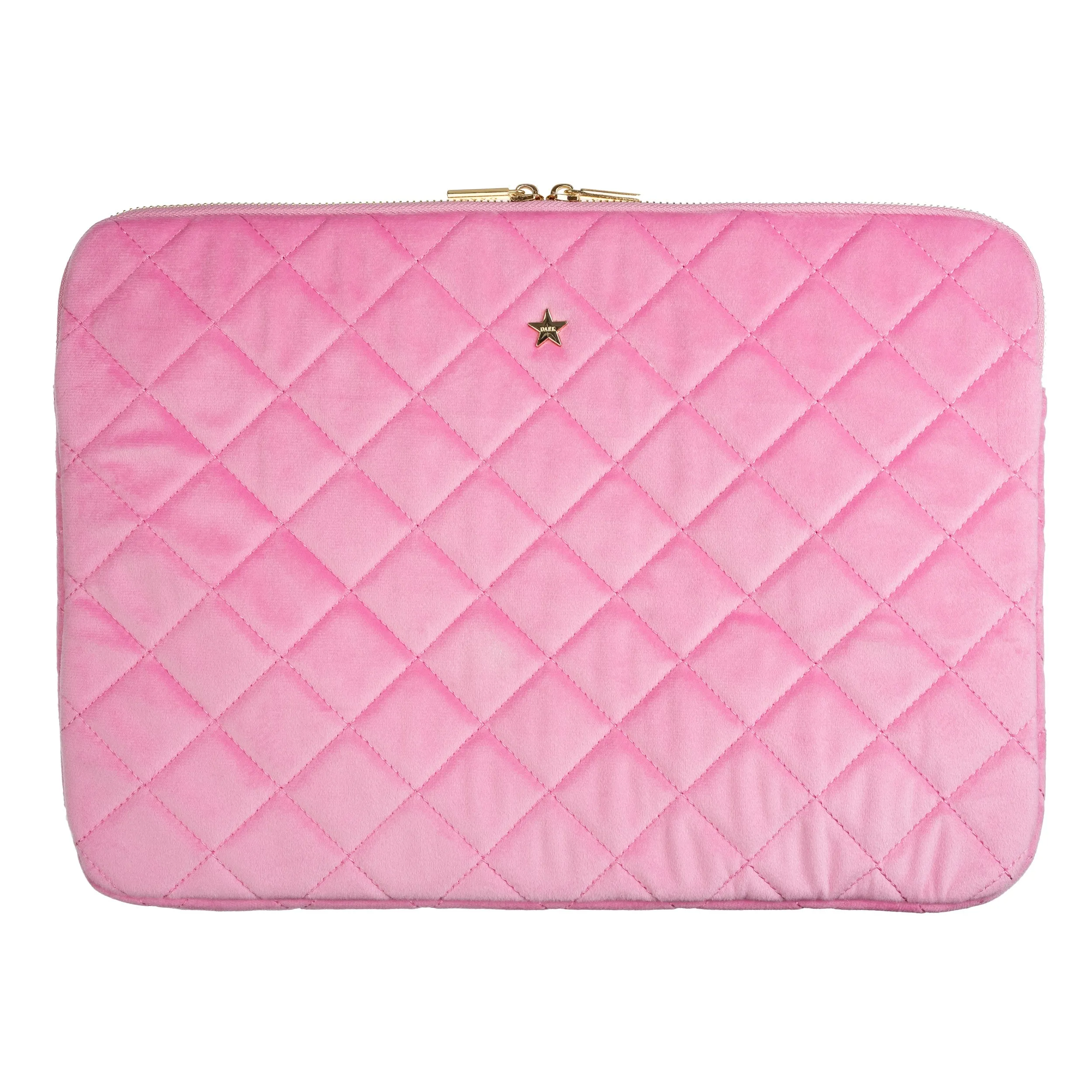 VELVET QUILTED MAC COVER BUBBLEGUM PINK