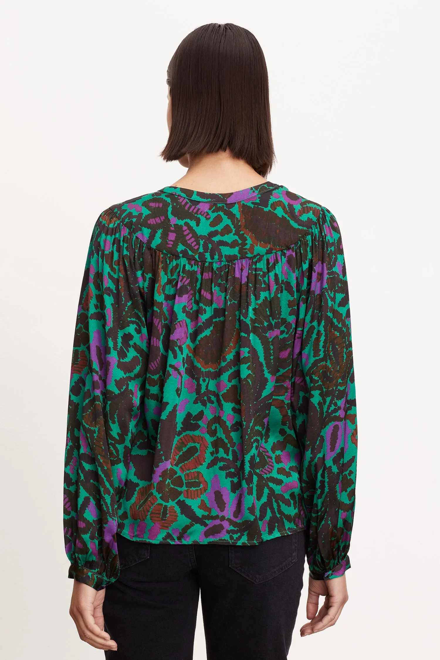 Velvet - Reeve - Amazon Printed Satin Long Sleeve Top in Multi