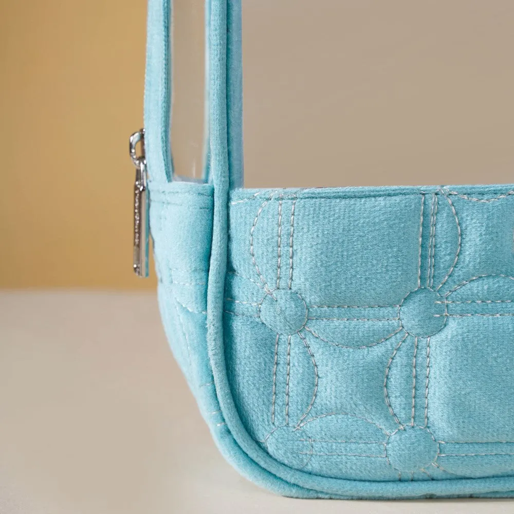 Velvet Travel Pouch Set of 4 Blue