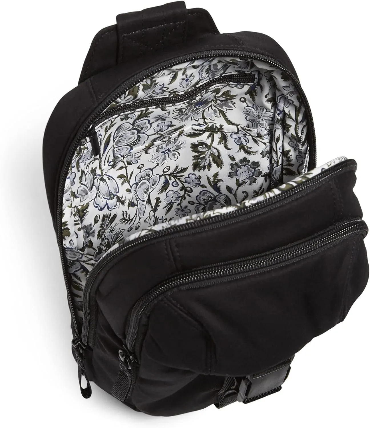 Vera Bradley Women's Cotton Utility Sling Backpack, Black - Recycled Cotton, One Size