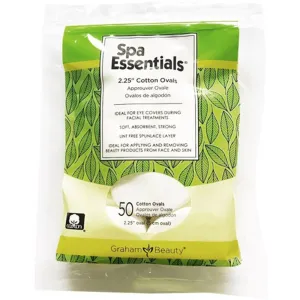 Versatile Cotton Oval Pads For Facial Services And Eye Pads / 2.25" Size / 50 Ovals Per Bag by Spa Essentials