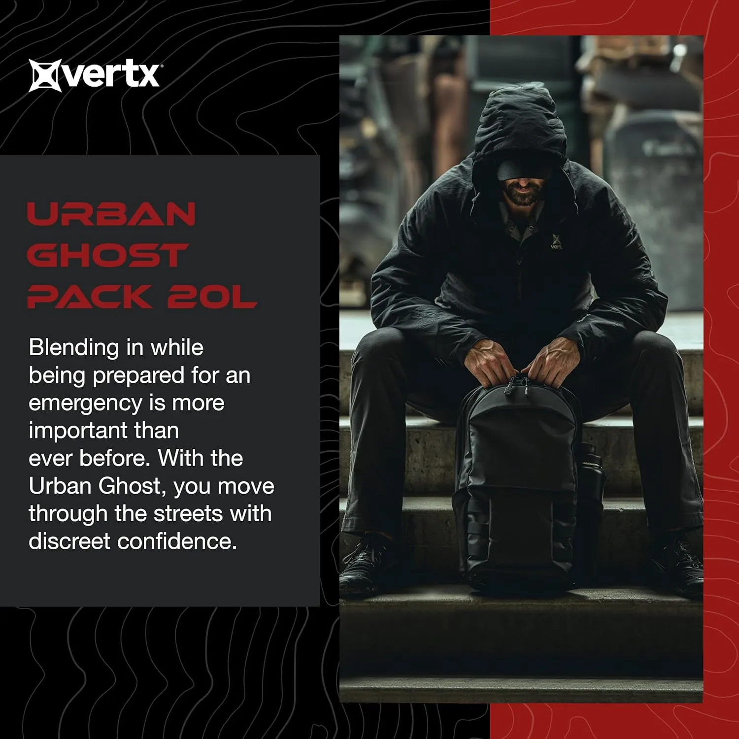 Vertx Urban Ghost Sling CCW Tactical Bag for Travel, Work, Outdoor, Concealed Carry, EDC Gear, 20L, It’s Black