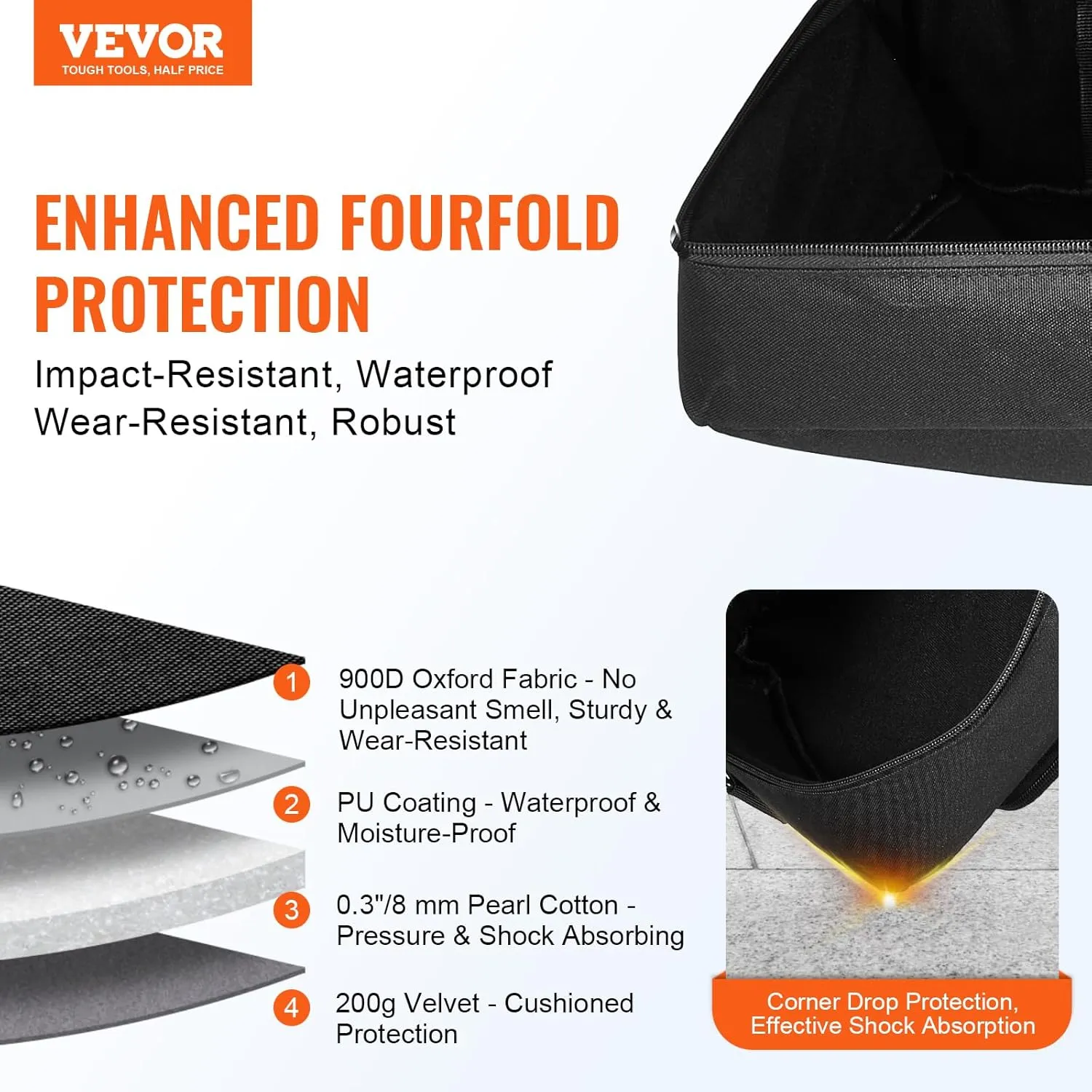 VEVOR Telescope Case, 41", Telescope Large Storage Bag with Fixed Buckles, Multi-Pocket and Detachable Divider, Shock-Absorbent Telescope Carrying Case for Optical Tube & Tripod, Counterweight Pocket