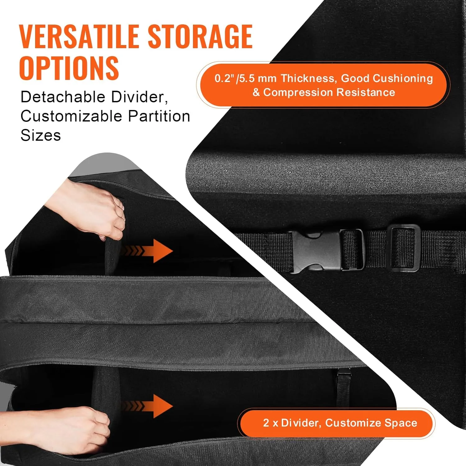 VEVOR Telescope Case, 41", Telescope Large Storage Bag with Fixed Buckles, Multi-Pocket and Detachable Divider, Shock-Absorbent Telescope Carrying Case for Optical Tube & Tripod, Counterweight Pocket