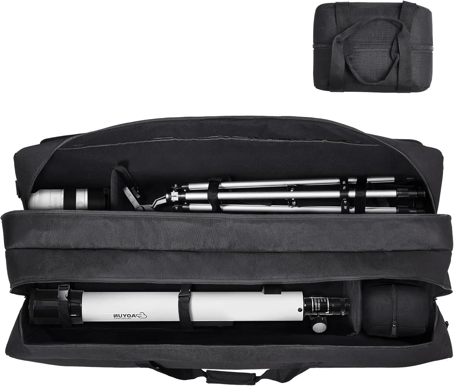 VEVOR Telescope Case, 41", Telescope Large Storage Bag with Fixed Buckles, Multi-Pocket and Detachable Divider, Shock-Absorbent Telescope Carrying Case for Optical Tube & Tripod, Counterweight Pocket