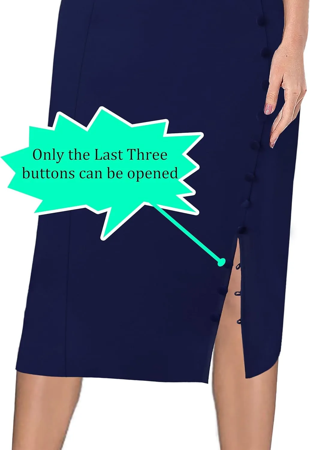 VFSHOW Womens Pleated Notch V Neck Buttons Split Work Office Business Slim Bodycon Pencil Sheath Midi Dress
