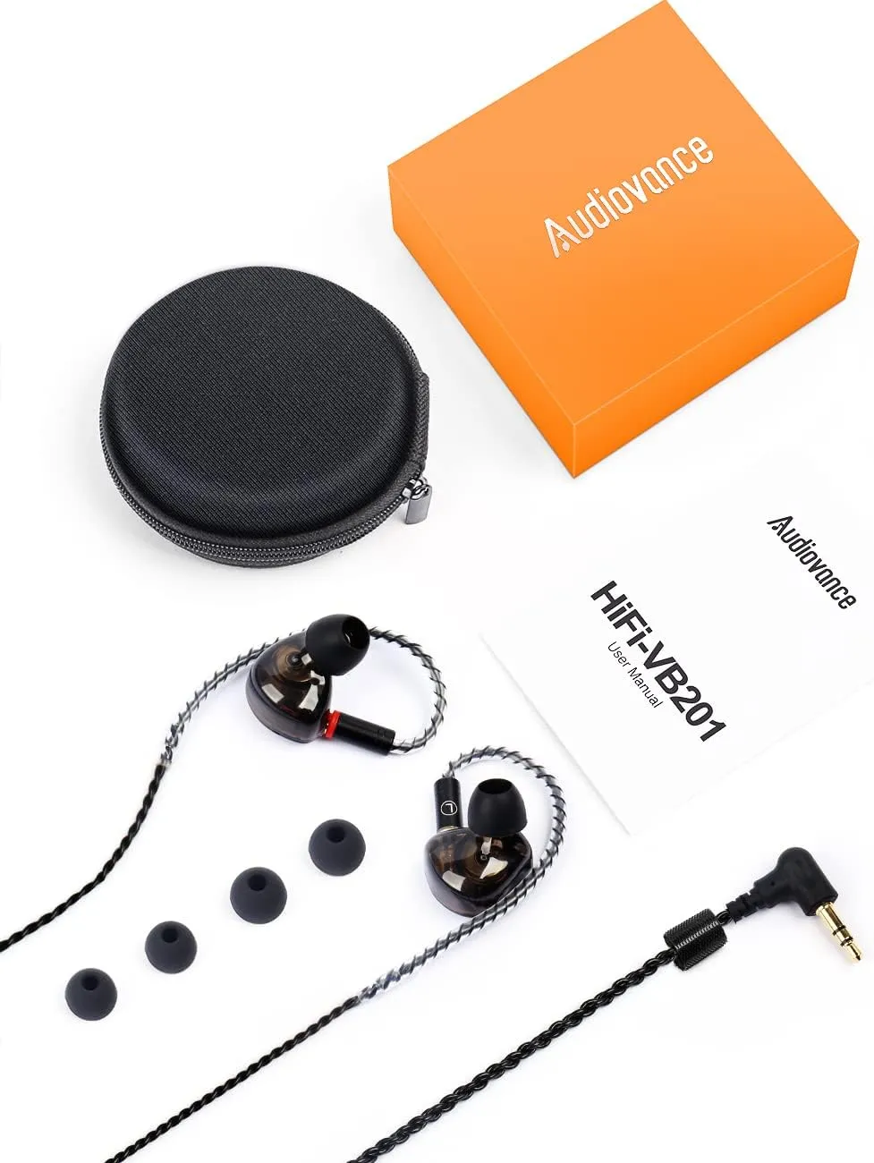 Vibes 201M Wired Earbuds in-Ear Headphones with Mic, Noise Cancelling Bass Driven HiFi Earphones, Tangle-Free Braided Cord, Carry Case, Ear Buds Tips, 3.5mm Jack, Secure Fit (Clear Brown)