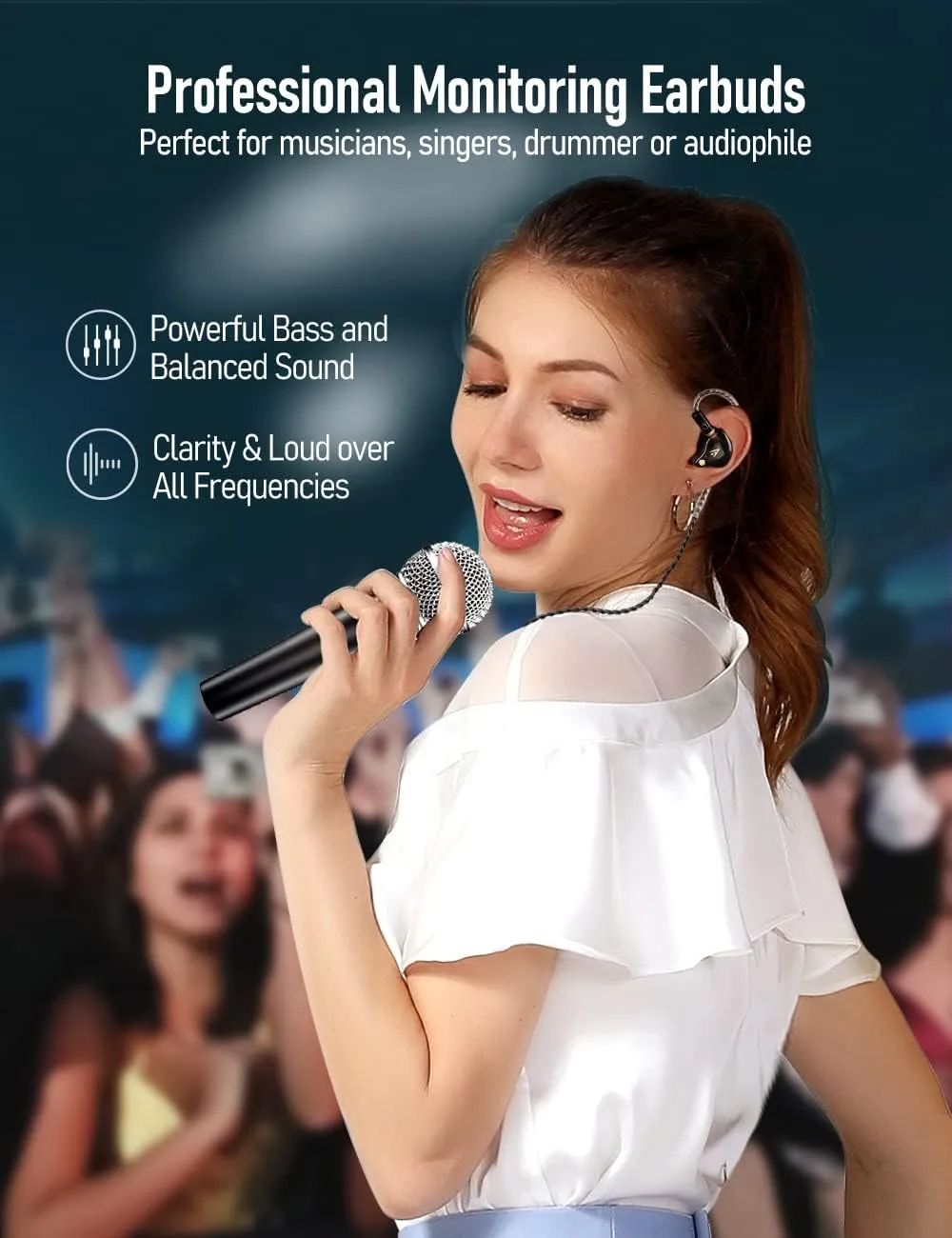 Vibes 201M Wired Earbuds in-Ear Headphones with Mic, Noise Cancelling Bass Driven HiFi Earphones, Tangle-Free Braided Cord, Carry Case, Ear Buds Tips, 3.5mm Jack, Secure Fit (Clear Brown)