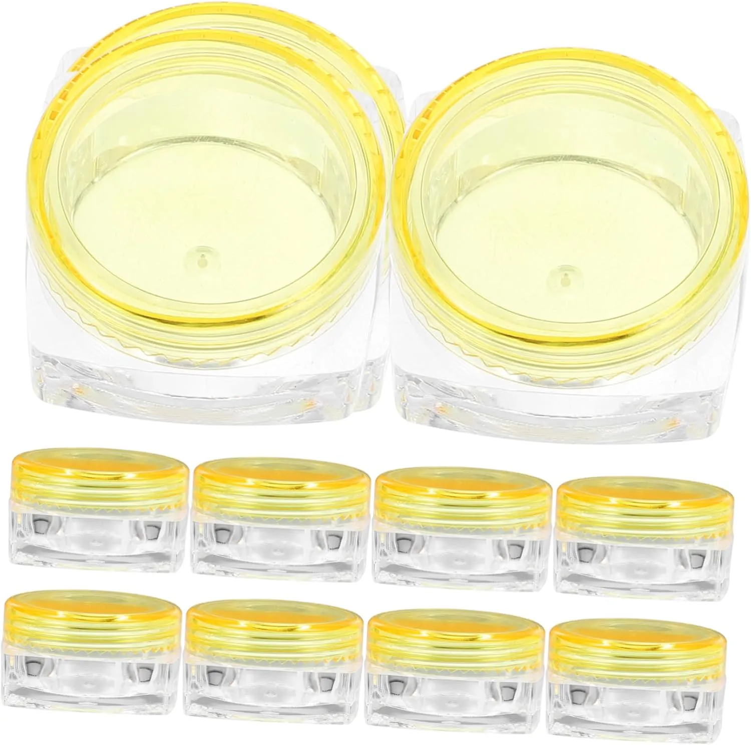 VICASKY 24 Pcs Refillable Travel Jars Plastic Square Bottom Containers for Creams Ointments Eye Creams Easy to Refill and Carry