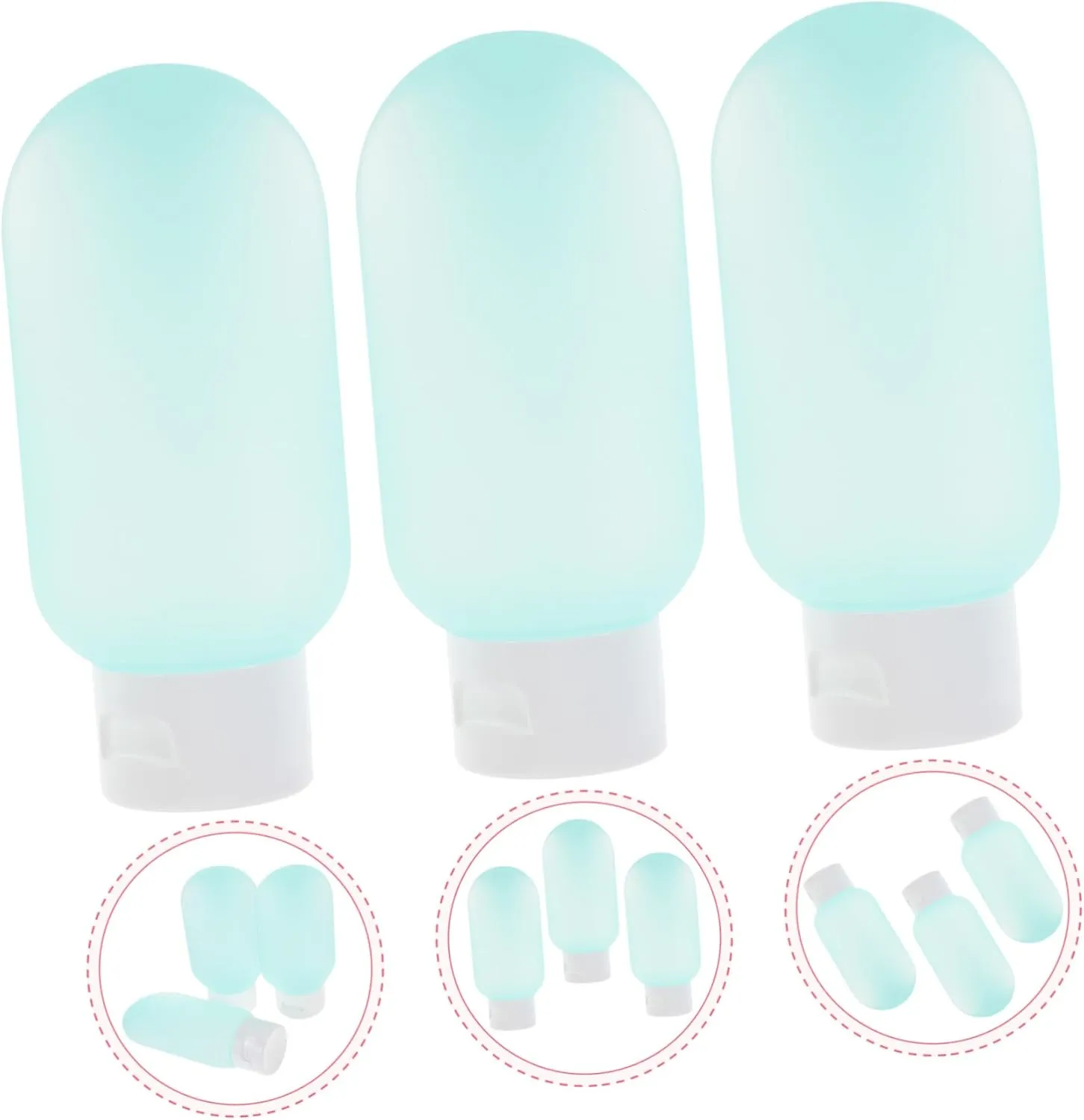 VICASKY Travel Toiletry Set 3 Pack Soft Squeeze Bottles for Shampoo Lotion Leakproof Portable (60ml)