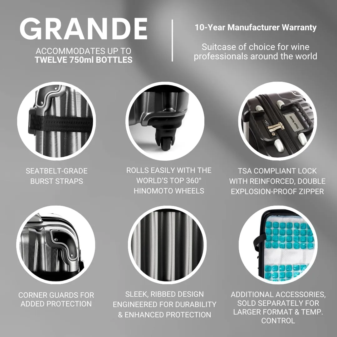 VinGardeValise® Grande Wine Suitcase – 12-Bottle Travel Luggage, TSA-Approved, Durable Hard Shell, Shockproof Foam, Secure Bottle Protection for Enthusiasts & Collectors