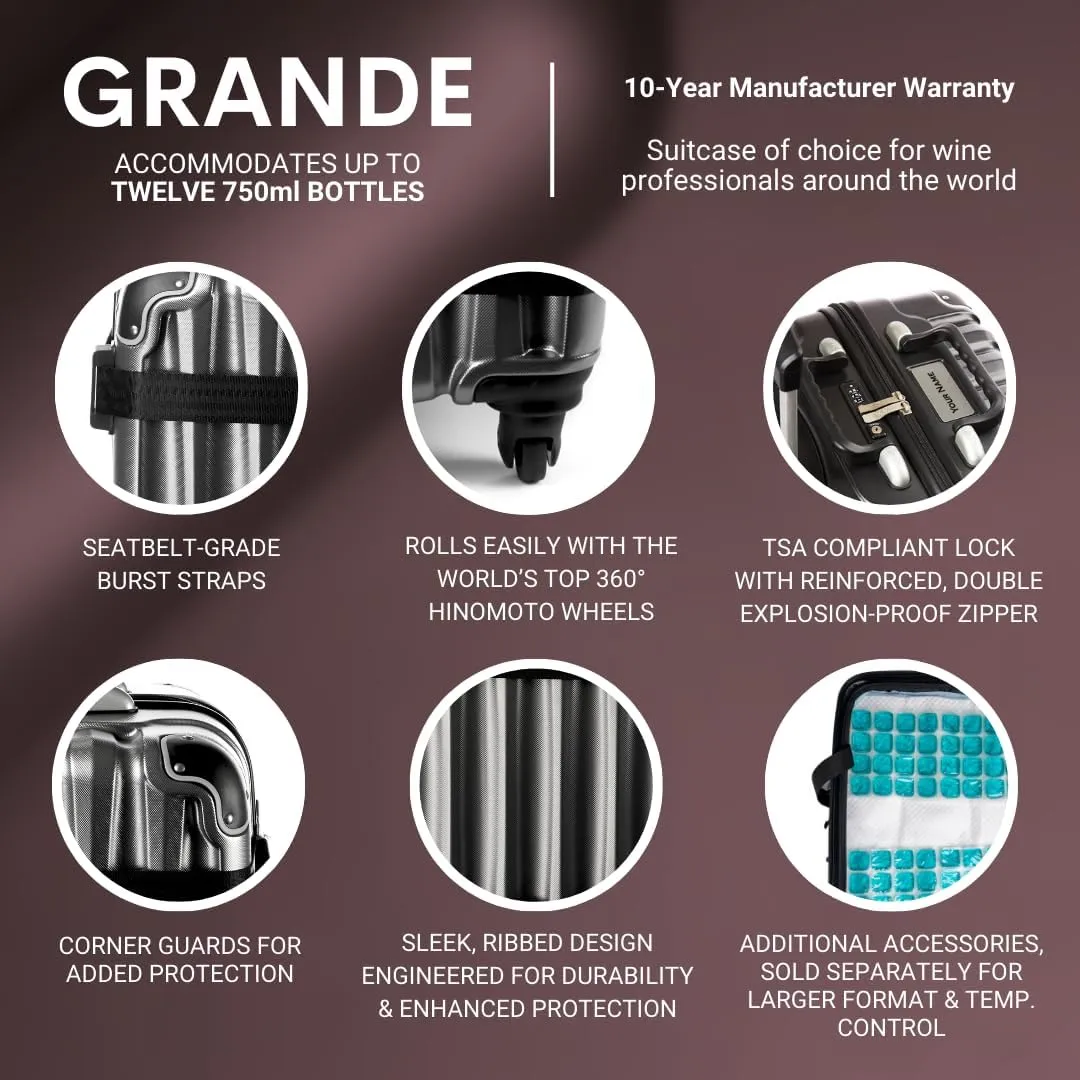 VinGardeValise® Grande Wine Suitcase – 12-Bottle Travel Luggage, TSA-Approved, Durable Hard Shell, Shockproof Foam, Secure Bottle Protection for Enthusiasts & Collectors