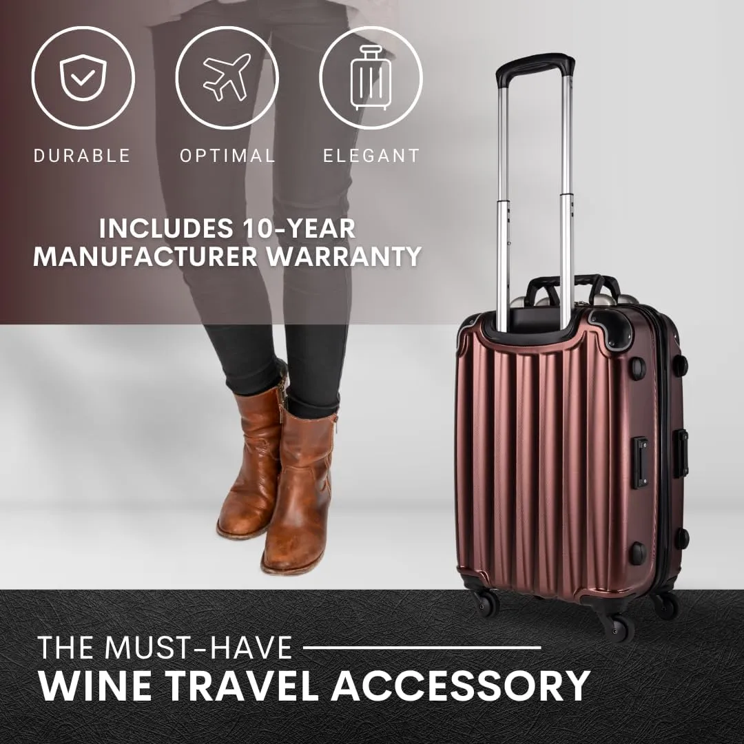 VinGardeValise® The Piccolo Wine Suitcase – 5-Bottle Travel Luggage, TSA-Approved, Durable Hard Shell, Shockproof Foam, Secure Bottle Protection for Enthusiasts & Collectors - Burgundy