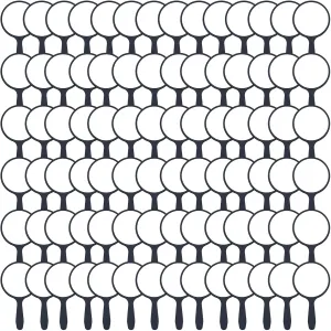 Vinsot 100 Pcs Handheld Mirror Bulk Small Hand Compact Mirrors with Handle Plastic Travel Makeup Portable 3.94 x 2.16 Inch for Birthday Dress up Wedding Practice Pronunciation (Black)