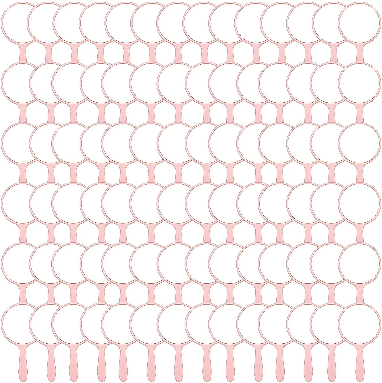 Vinsot 150 Pcs Handheld Mirror Bulk Small Hand Compact Mirrors with Handle Plastic Travel Makeup Portable 3.94 x 2.16 Inch for Birthday Dress up Wedding Practice Pronunciation (Pink)