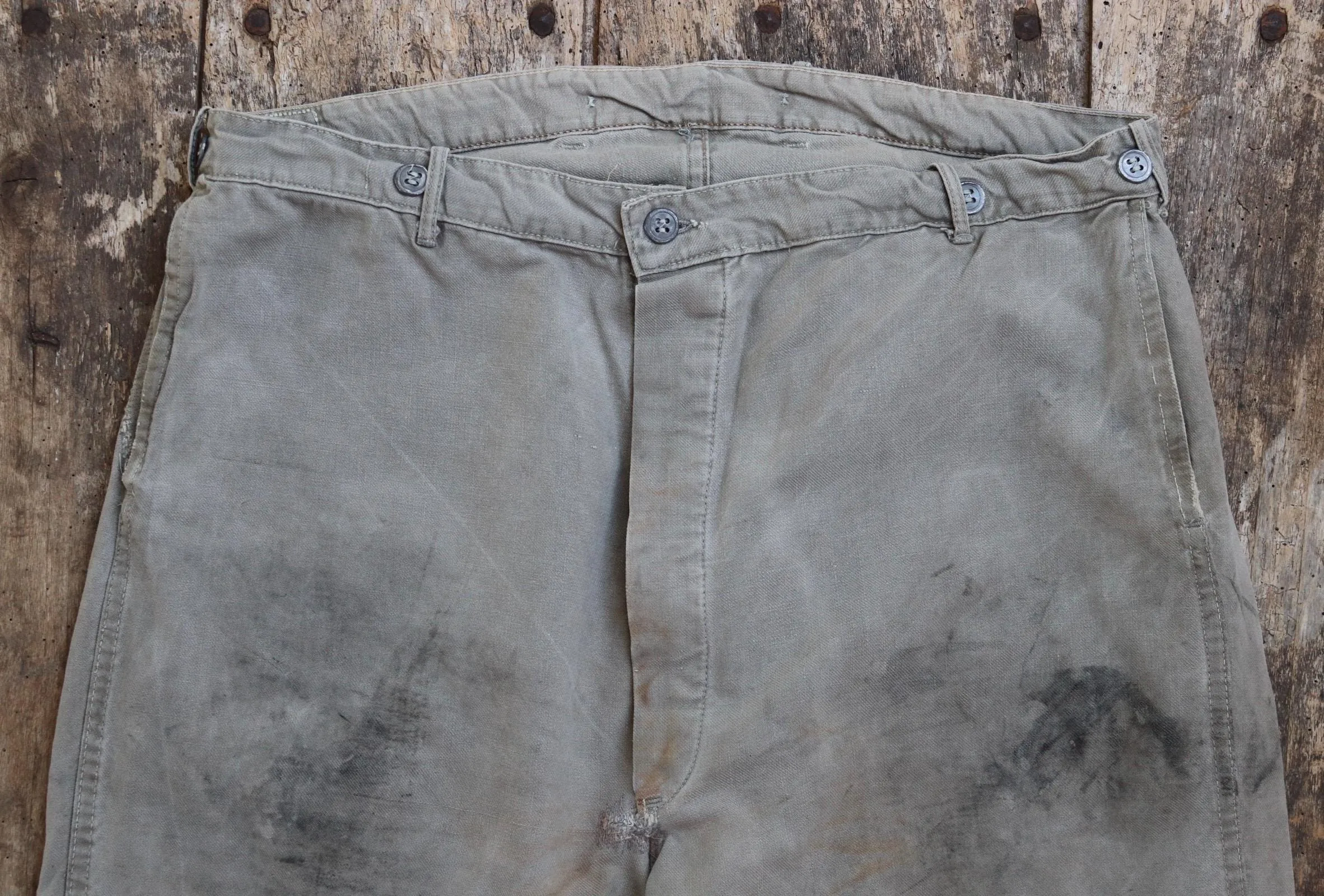 Vintage 1940s 1950s Swedish workwear trousers - military utility pants - buckle back - 36” x 31”